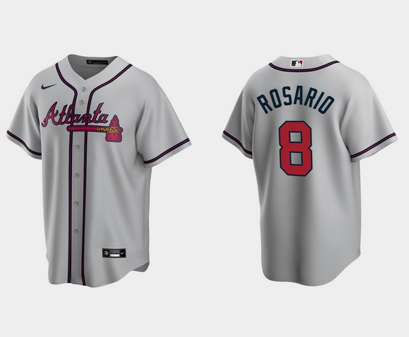 Men's Atlanta Braves #8 Eddie Rosario Gray Cool Base Stitched Jersey Men's Atlanta Braves #8 Eddie Rosario Gray Cool Base Stitched Jersey